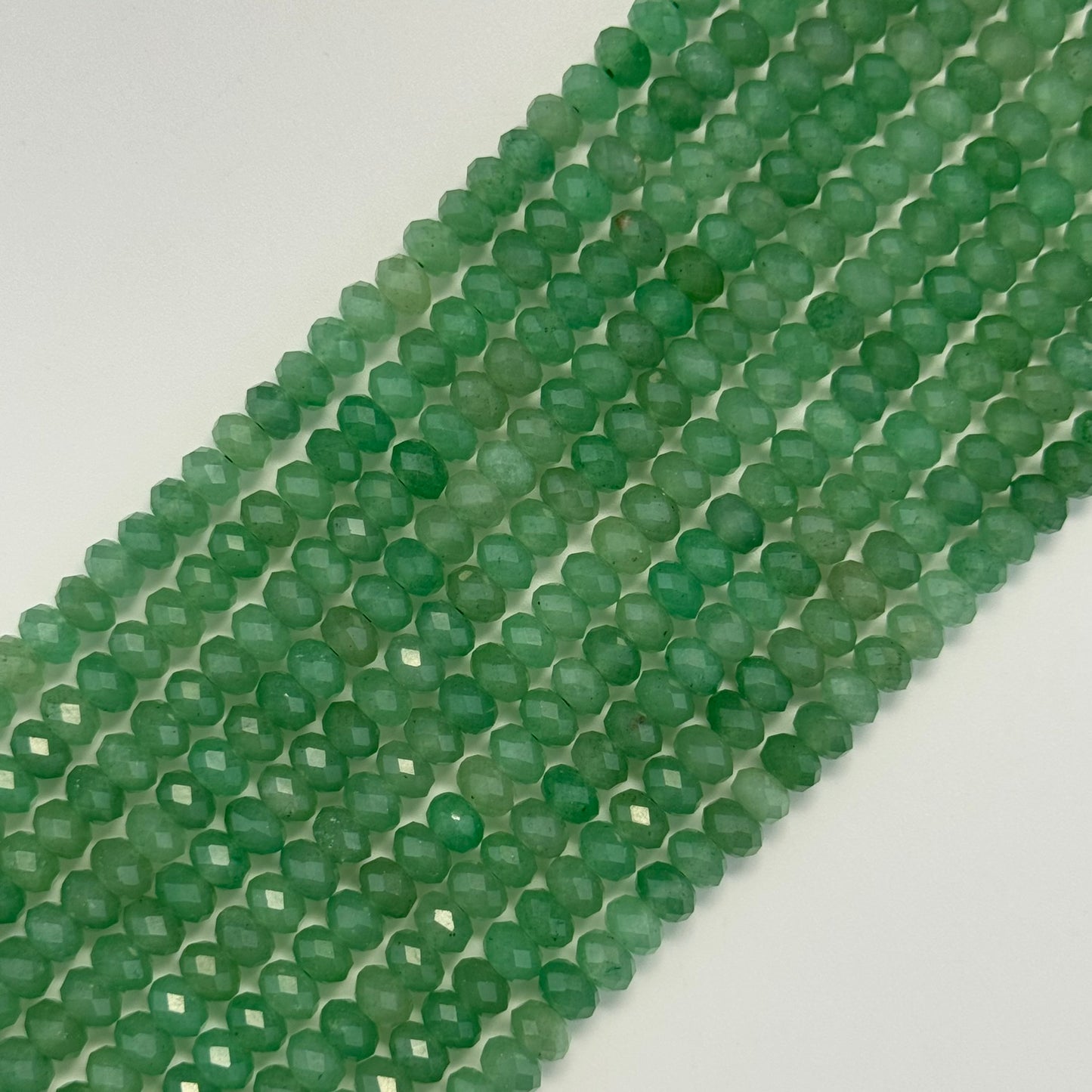 Green Aventurine Quartz Faceted Rondelle Beads
