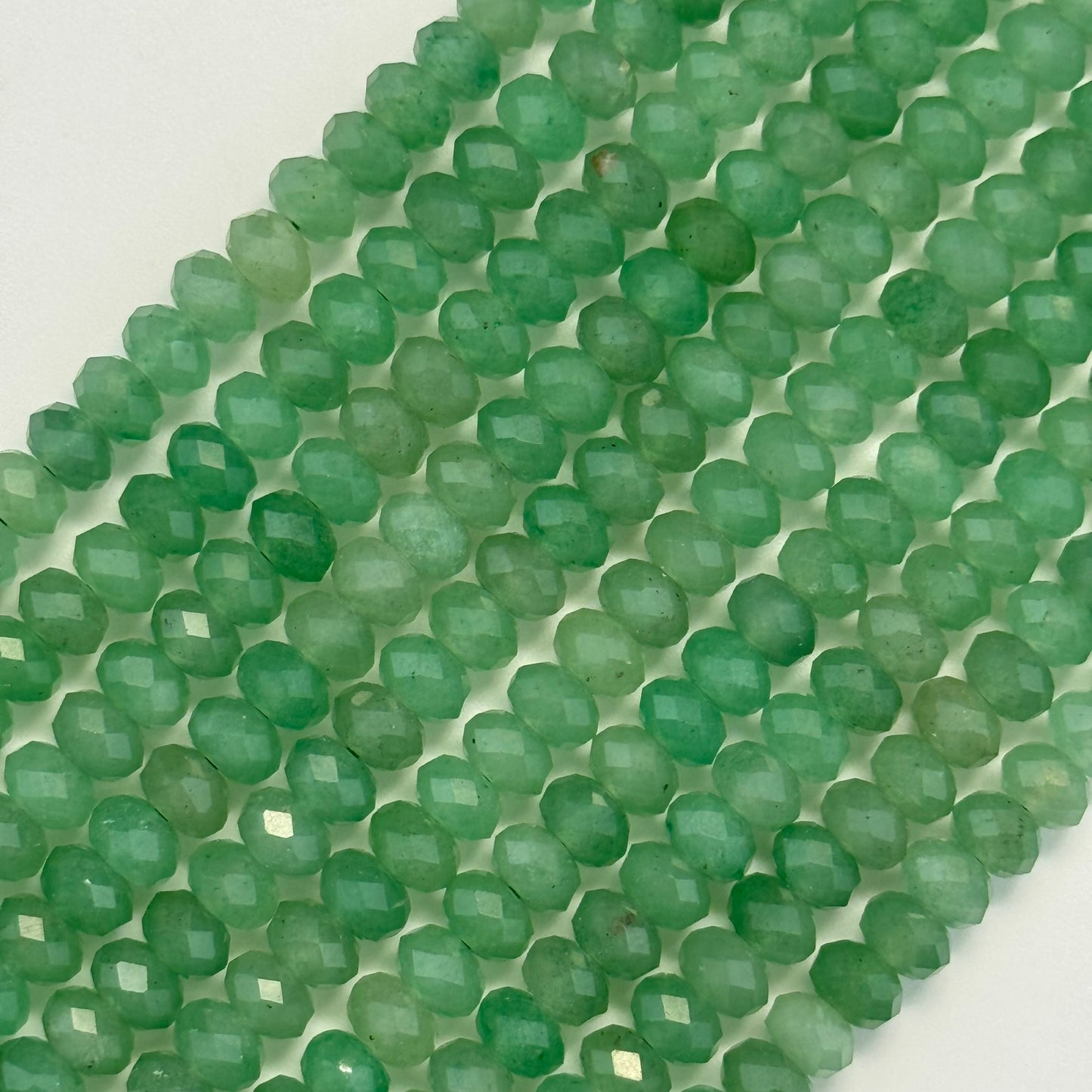 Green Aventurine Quartz Faceted Rondelle Beads