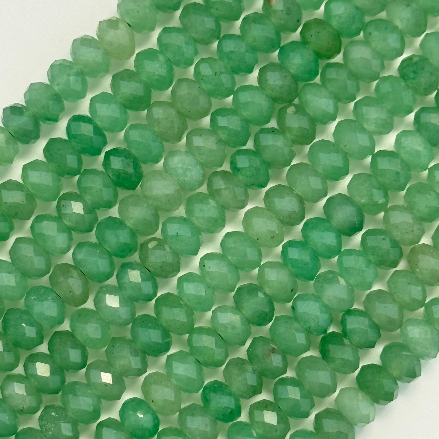 Green Aventurine Quartz Faceted Rondelle Beads