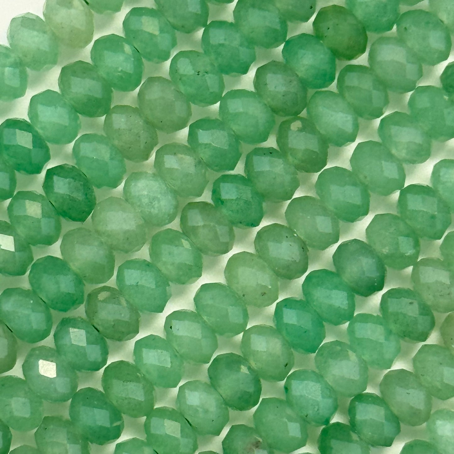 Green Aventurine Quartz Faceted Rondelle Beads