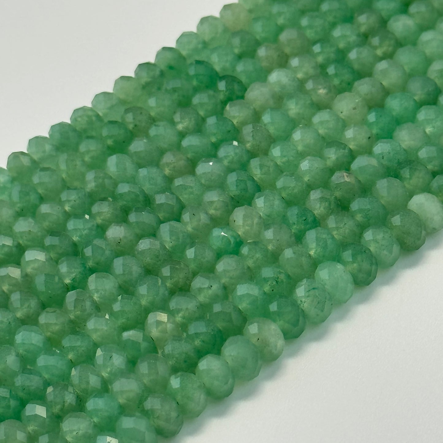 Green Aventurine Quartz Faceted Rondelle Beads