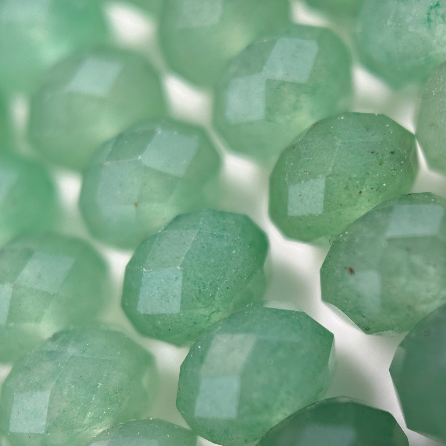 Green Aventurine Quartz Faceted Rondelle Beads