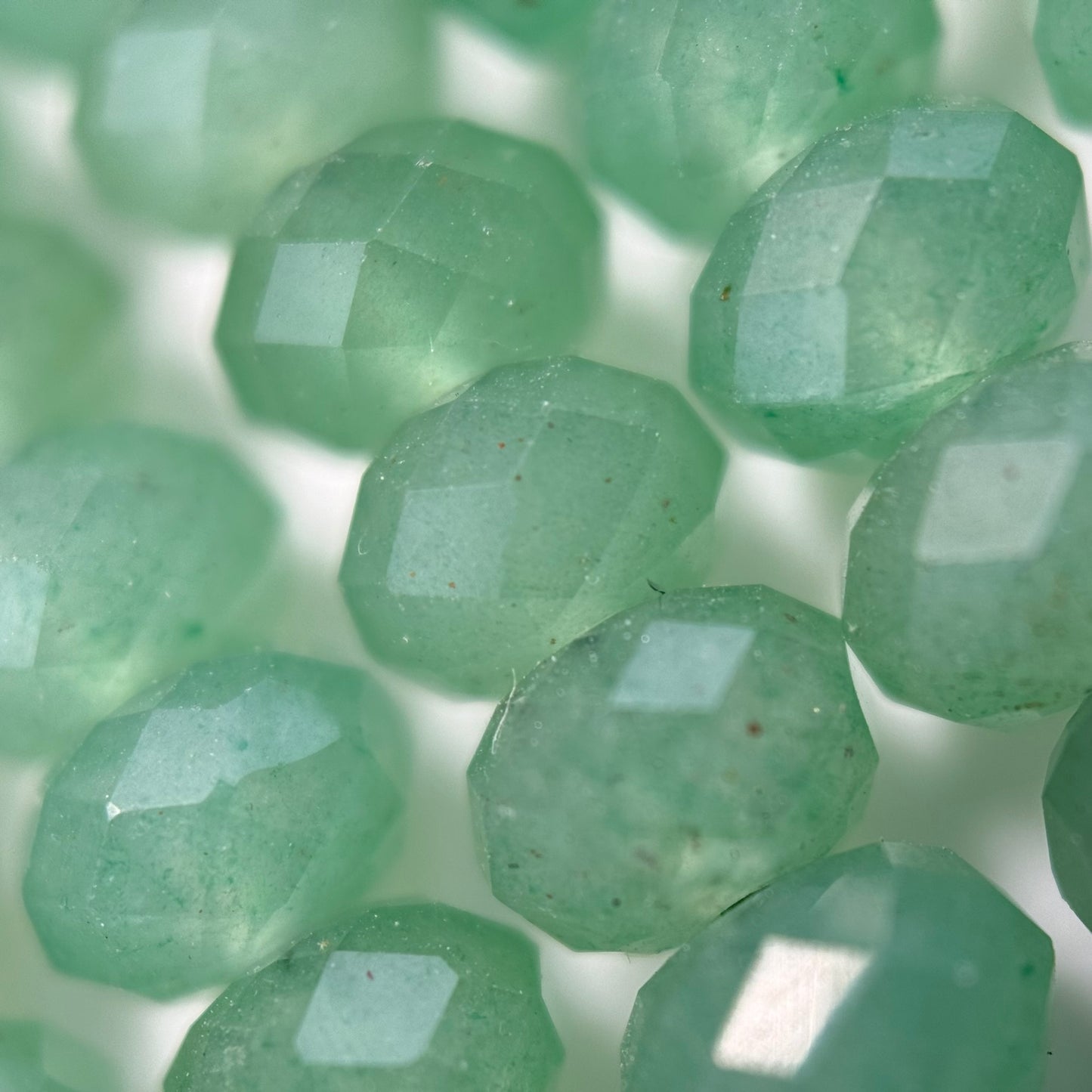 Green Aventurine Quartz Faceted Rondelle Beads