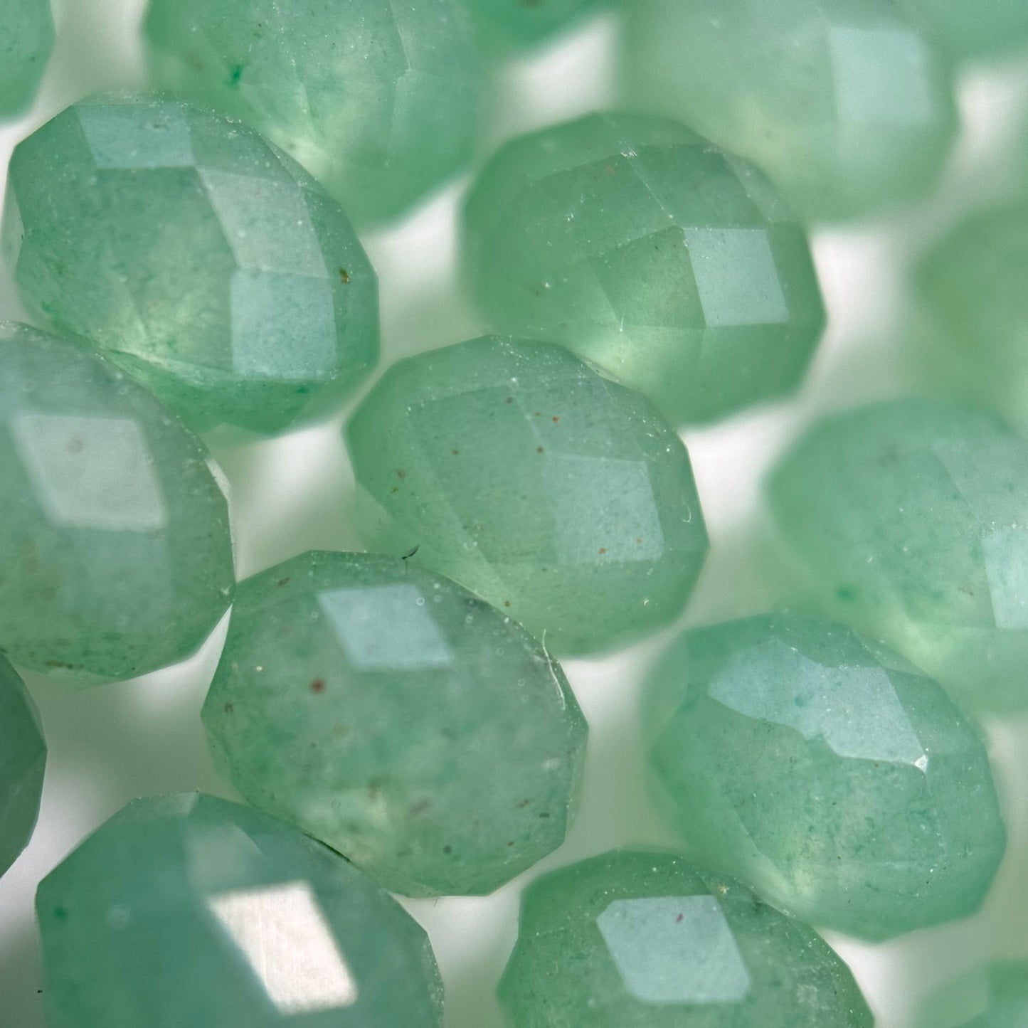 Green Aventurine Quartz Faceted Rondelle Beads