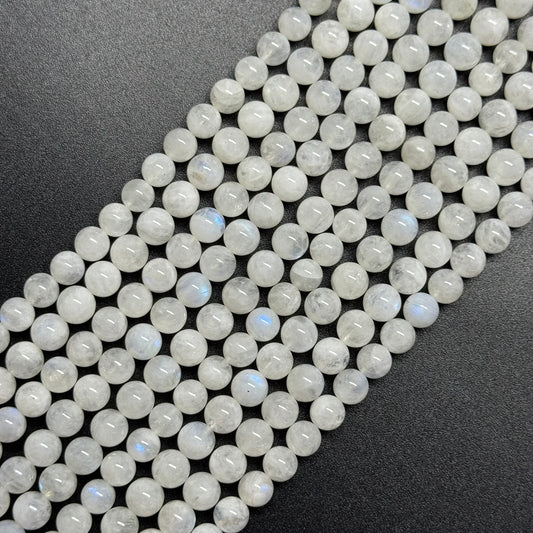 Moonstone Rainbow Polished Round Beads - (AAA Quality)