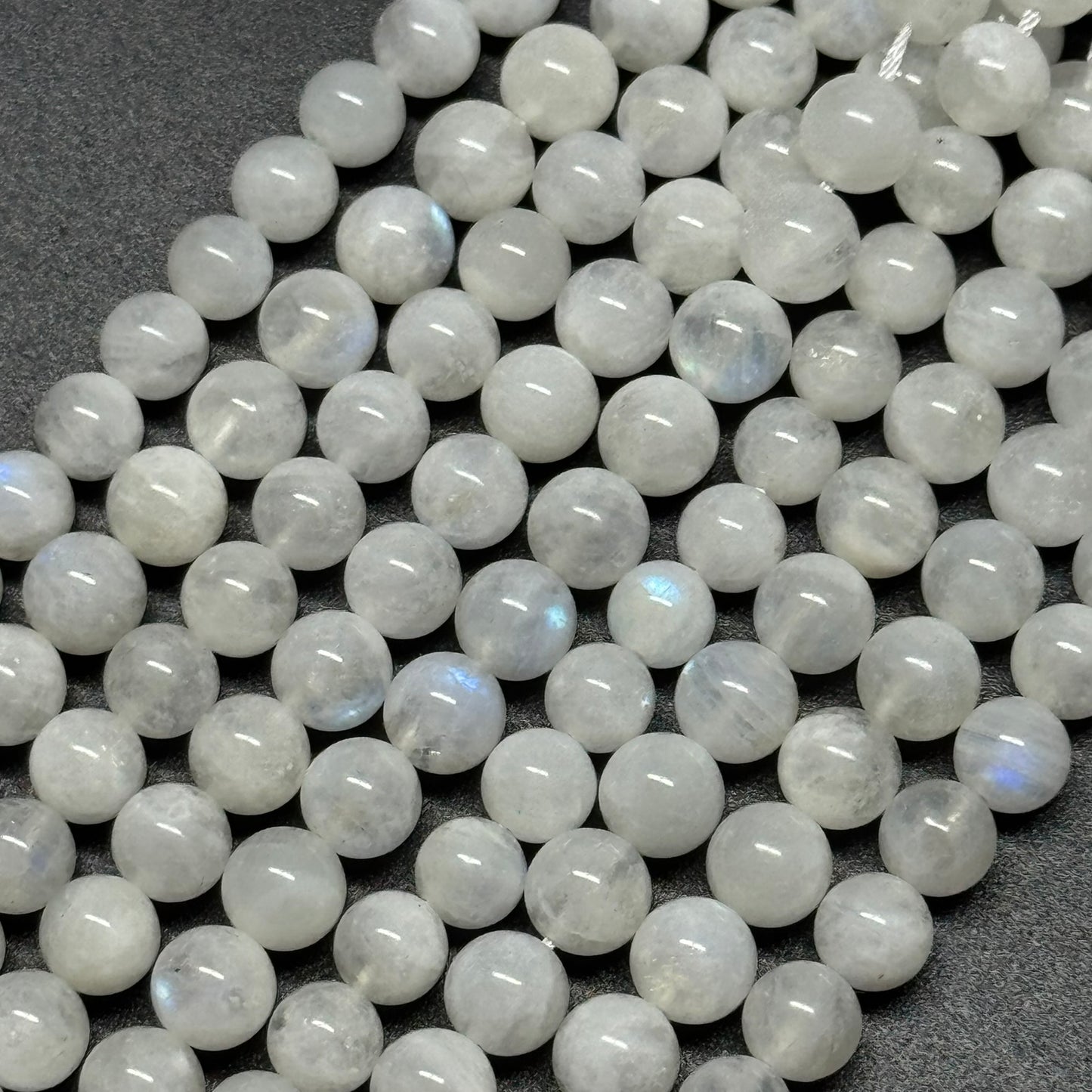 Moonstone Rainbow Polished Round Beads - (AAA Quality)