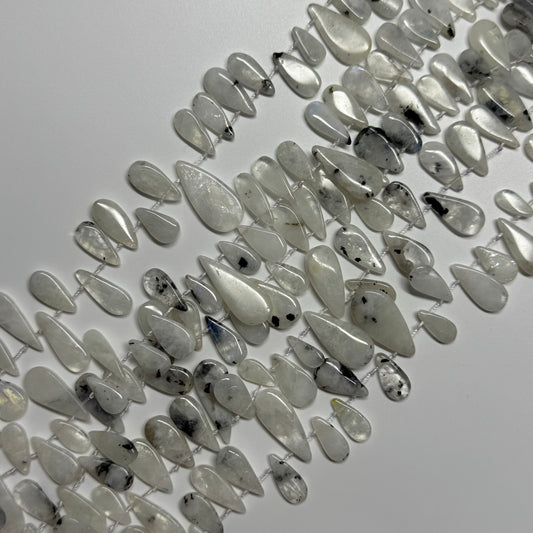 Rainbow Moonstone Side Drill Pear Shaped Gemstone Beads - (AB Quality)