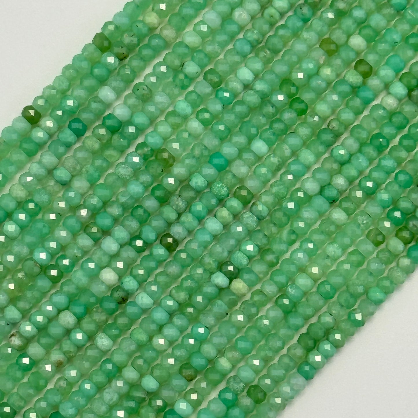 Chrysoprase Beads - Faceted Rondelle - Single Cut