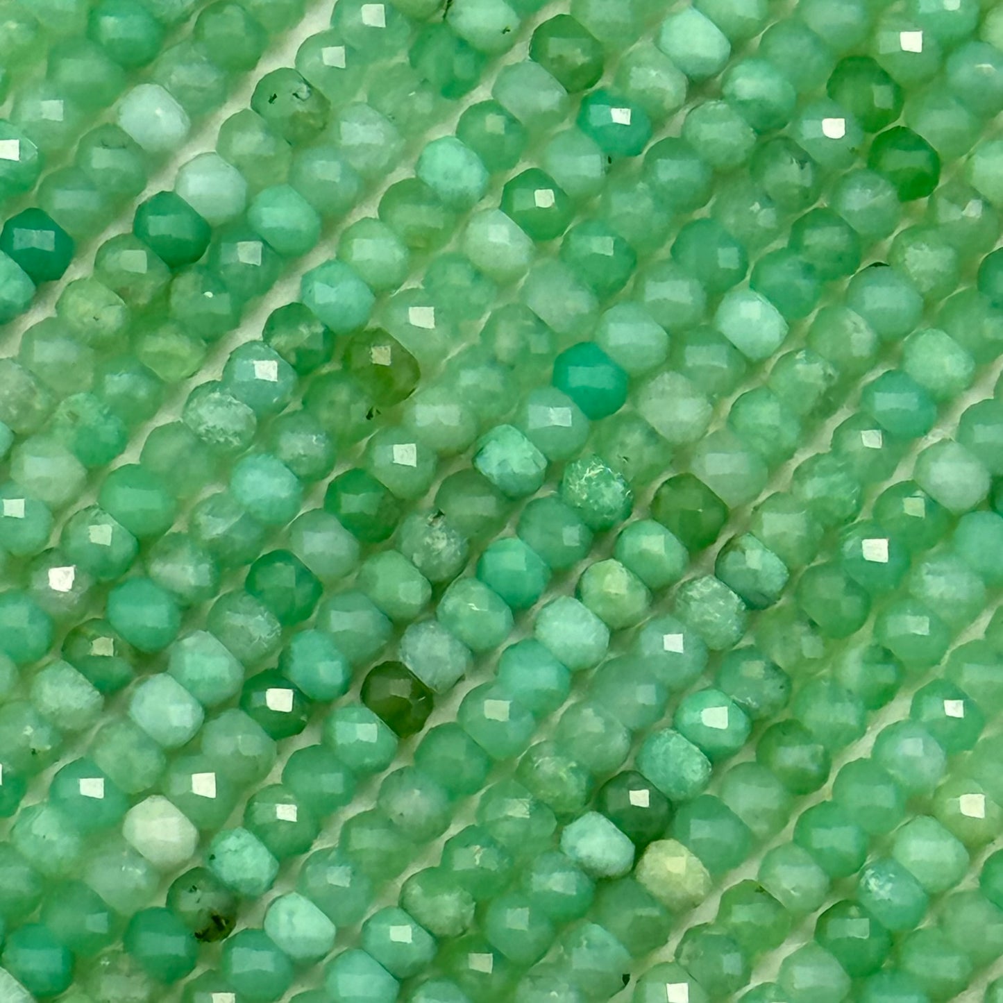 Chrysoprase Beads - Faceted Rondelle - Single Cut