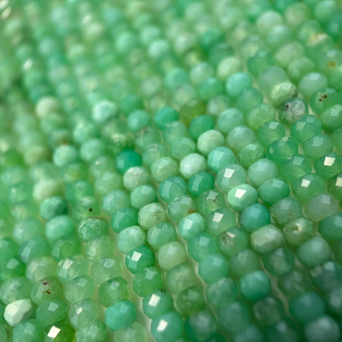 Chrysoprase Beads - Faceted Rondelle - Single Cut