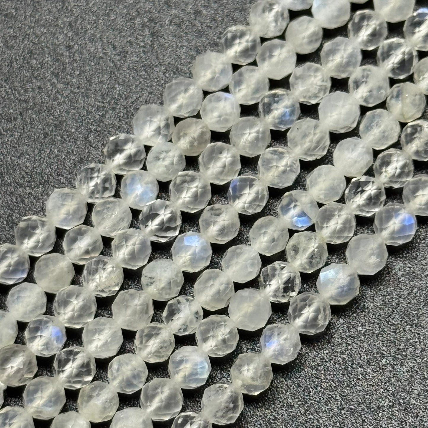 Rainbow Moonstone Faceted Round Beads