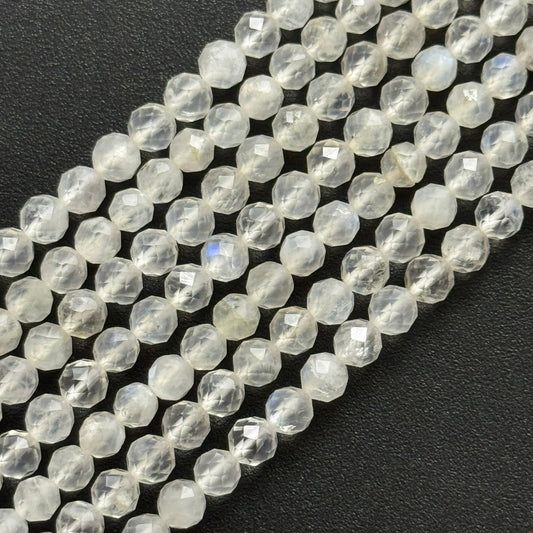 Rainbow Moonstone Faceted Round Gemstone Beads