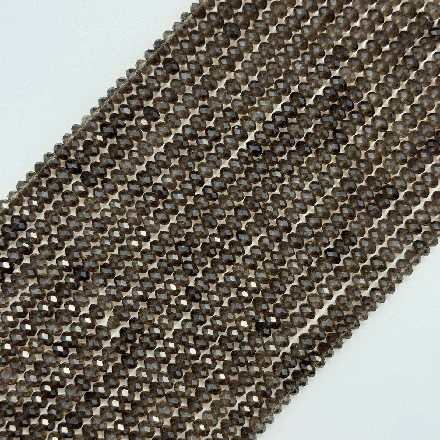 Faceted Smoky Quartz Beads - Rondelle Beads