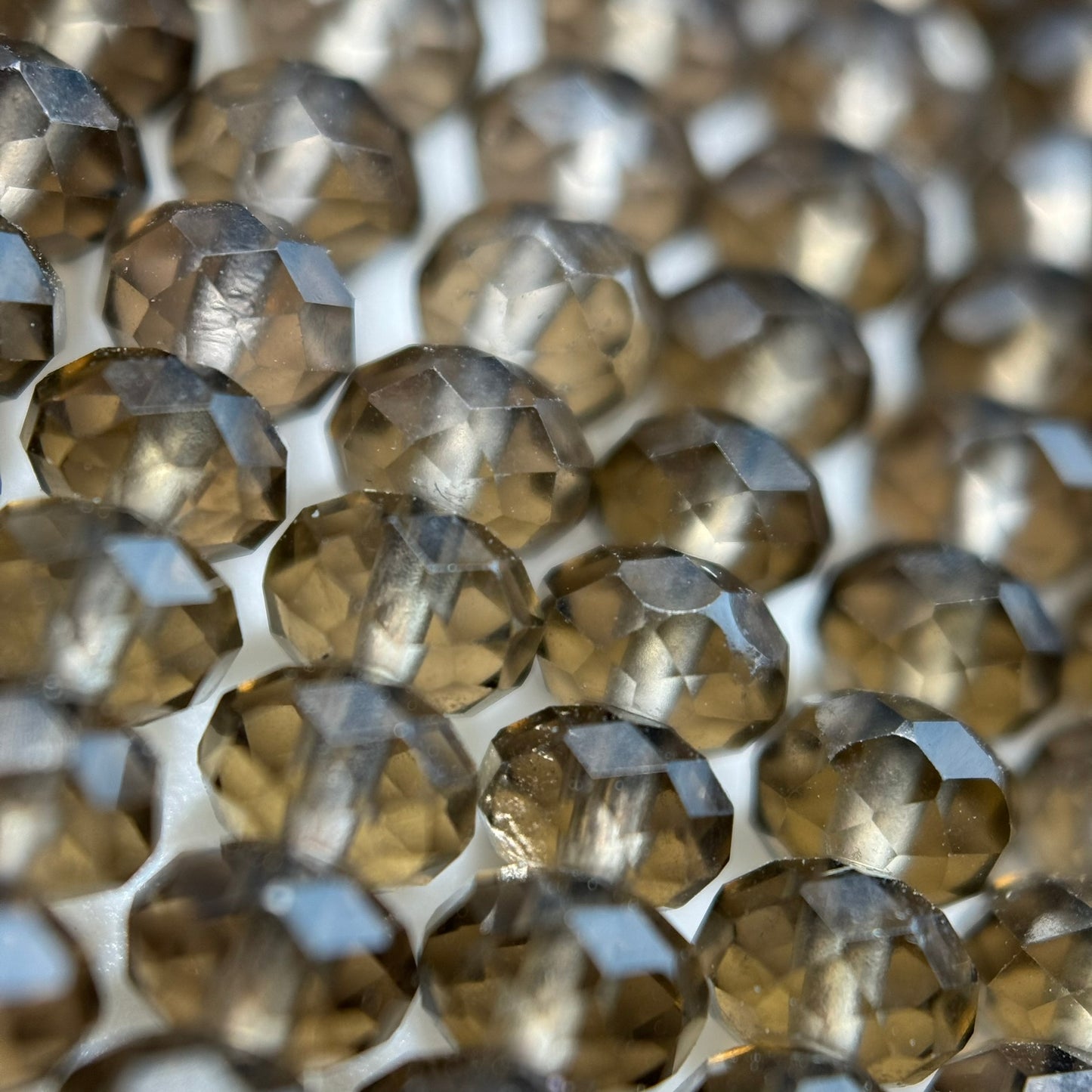 Faceted Smoky Quartz Beads - Rondelle Beads