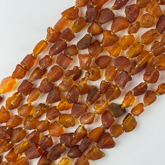 Amber Raw Cognac Gemstone Beads - (A Quality)