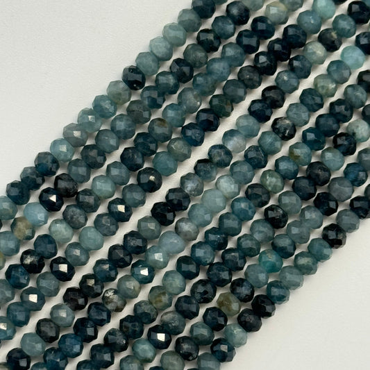 Faceted Blue Tourmaline Beads - Rondelle Beads