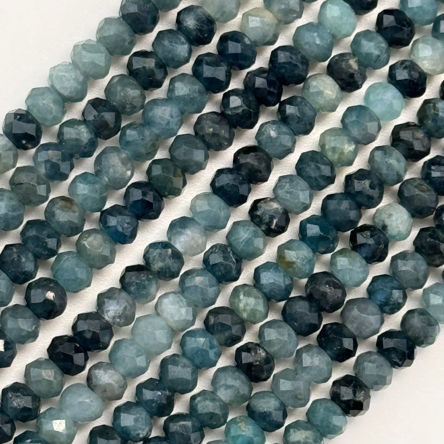 Faceted Blue Tourmaline Beads - Rondelle Beads