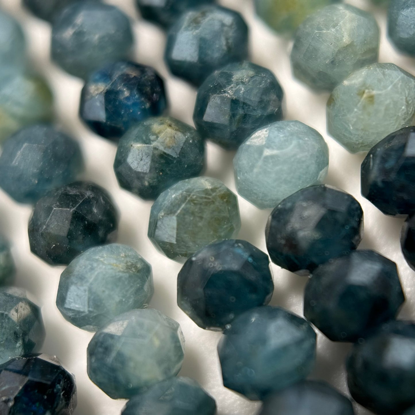 Faceted Blue Tourmaline Beads - Rondelle Beads