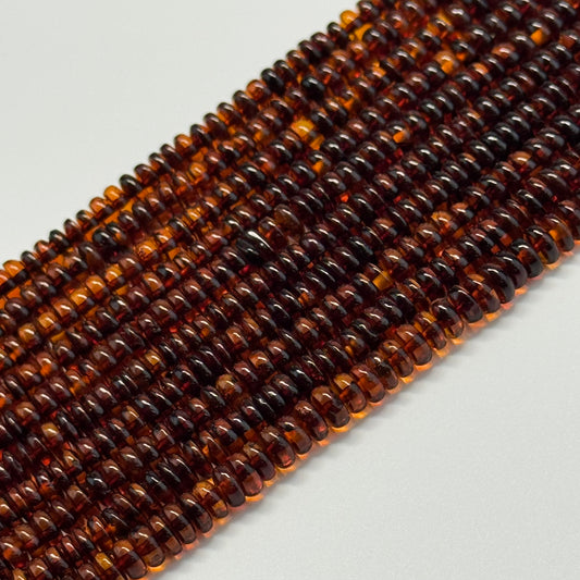 Amber Dark Cherry Rondelle Gemstone Beads - (AAA Quality)