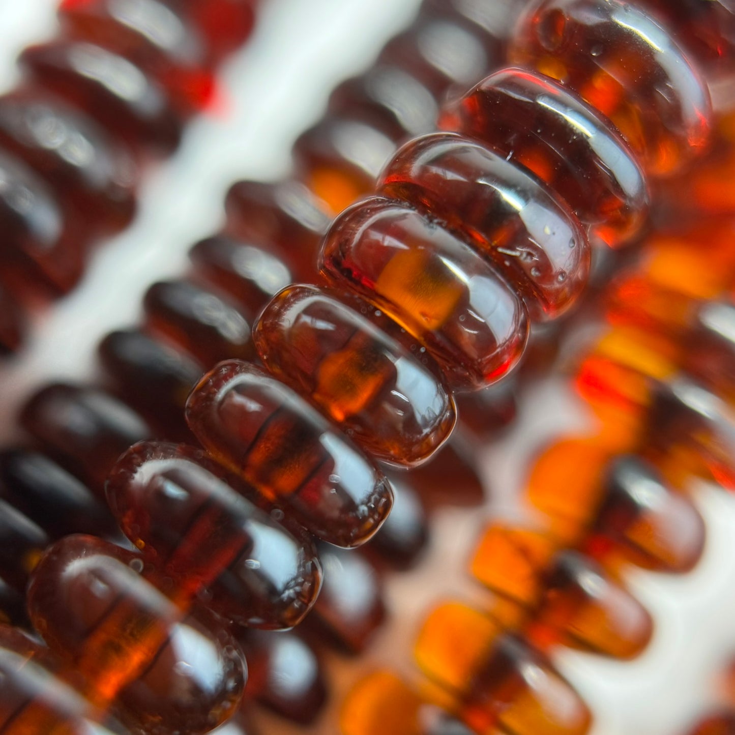 Amber Dark Cherry Rondelle Beads (AAA Quality)