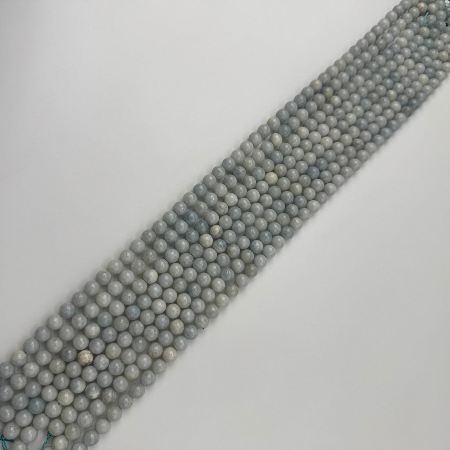 Blue Calcite Polished Round Beads