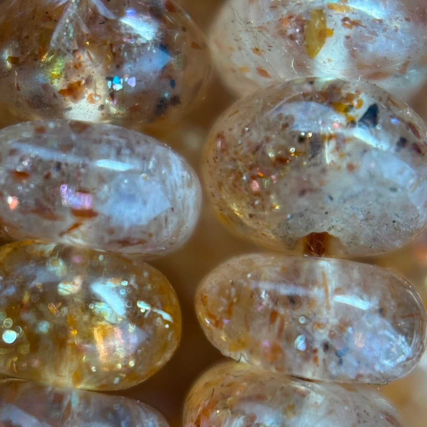 Sunstone Polished Rondelle Beads – Natural Gemstone