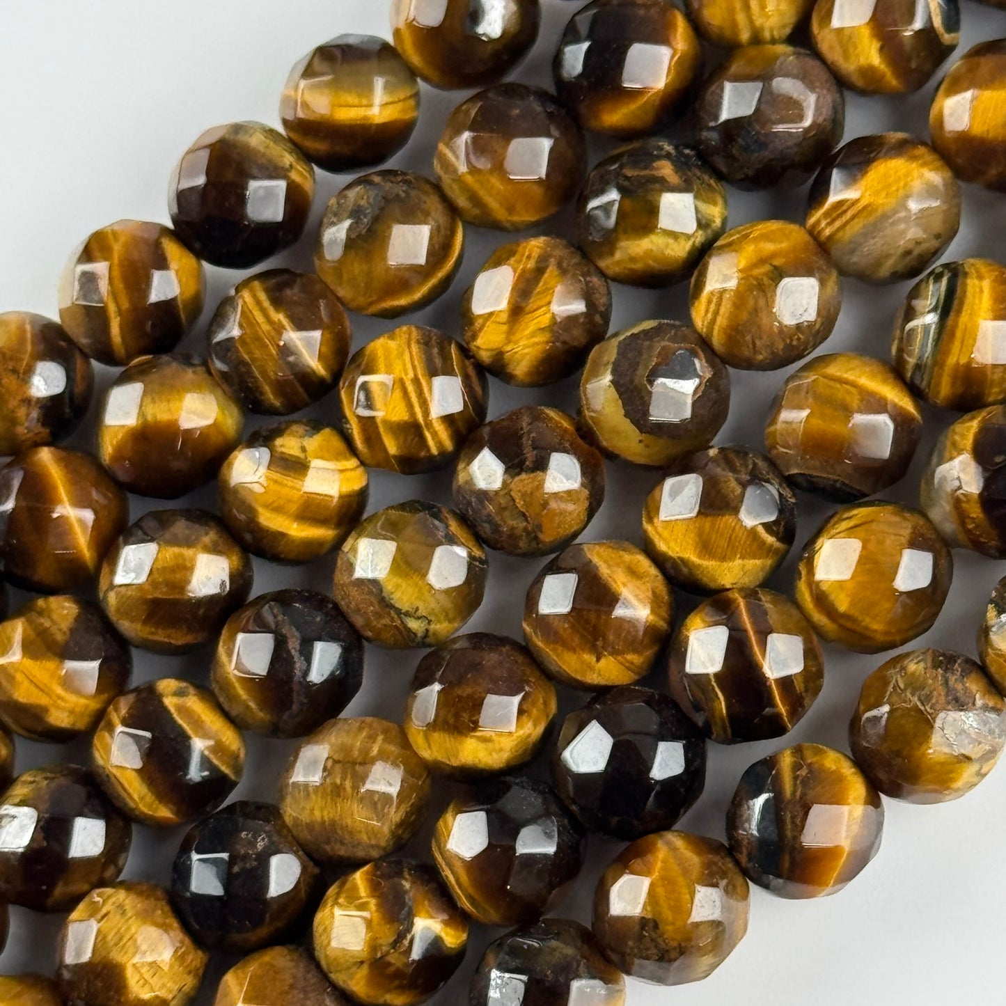 Tiger's Eye Round Faceted Beads (A Quality)