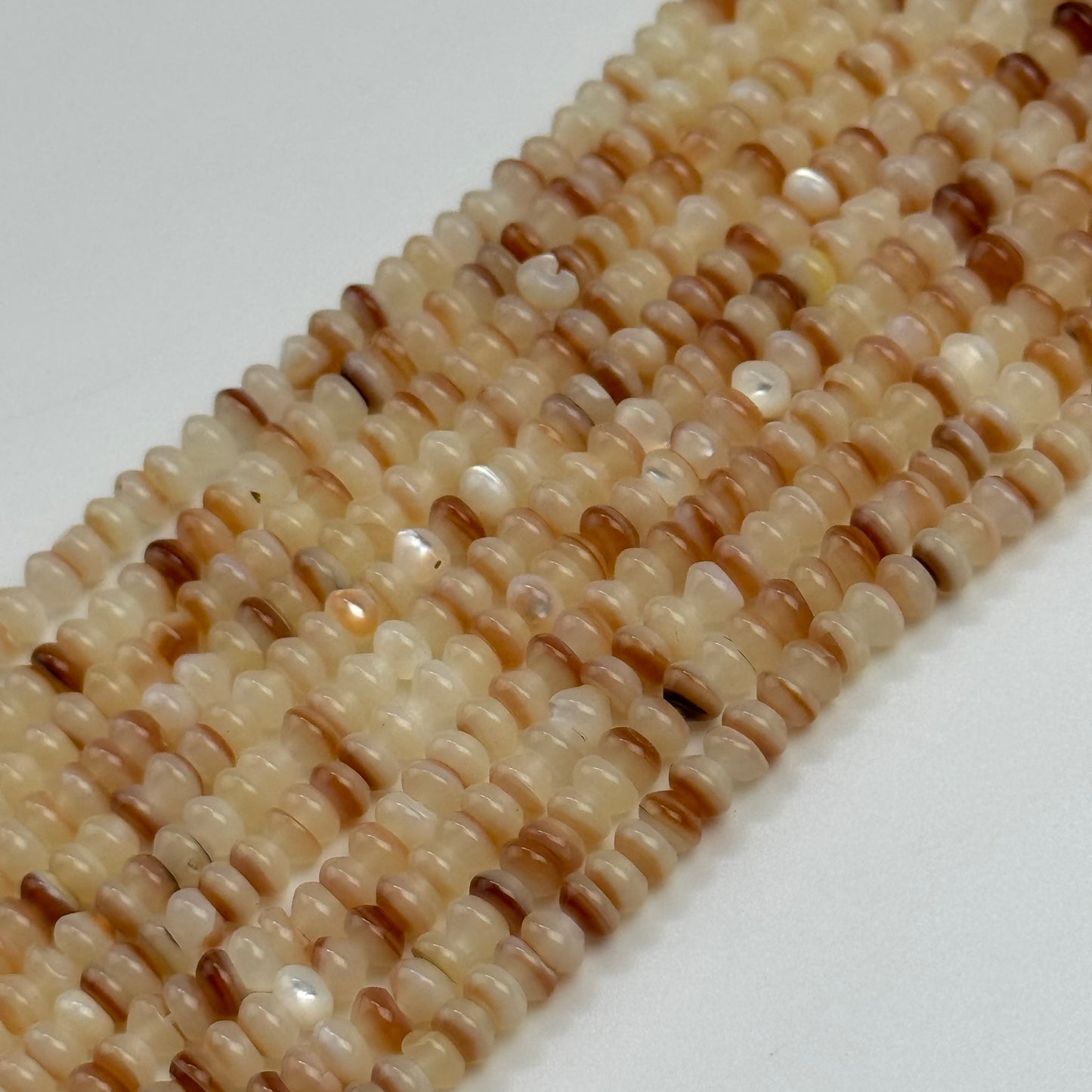 Cream Beige Mother Of Pearl Polished Rondelle Beads