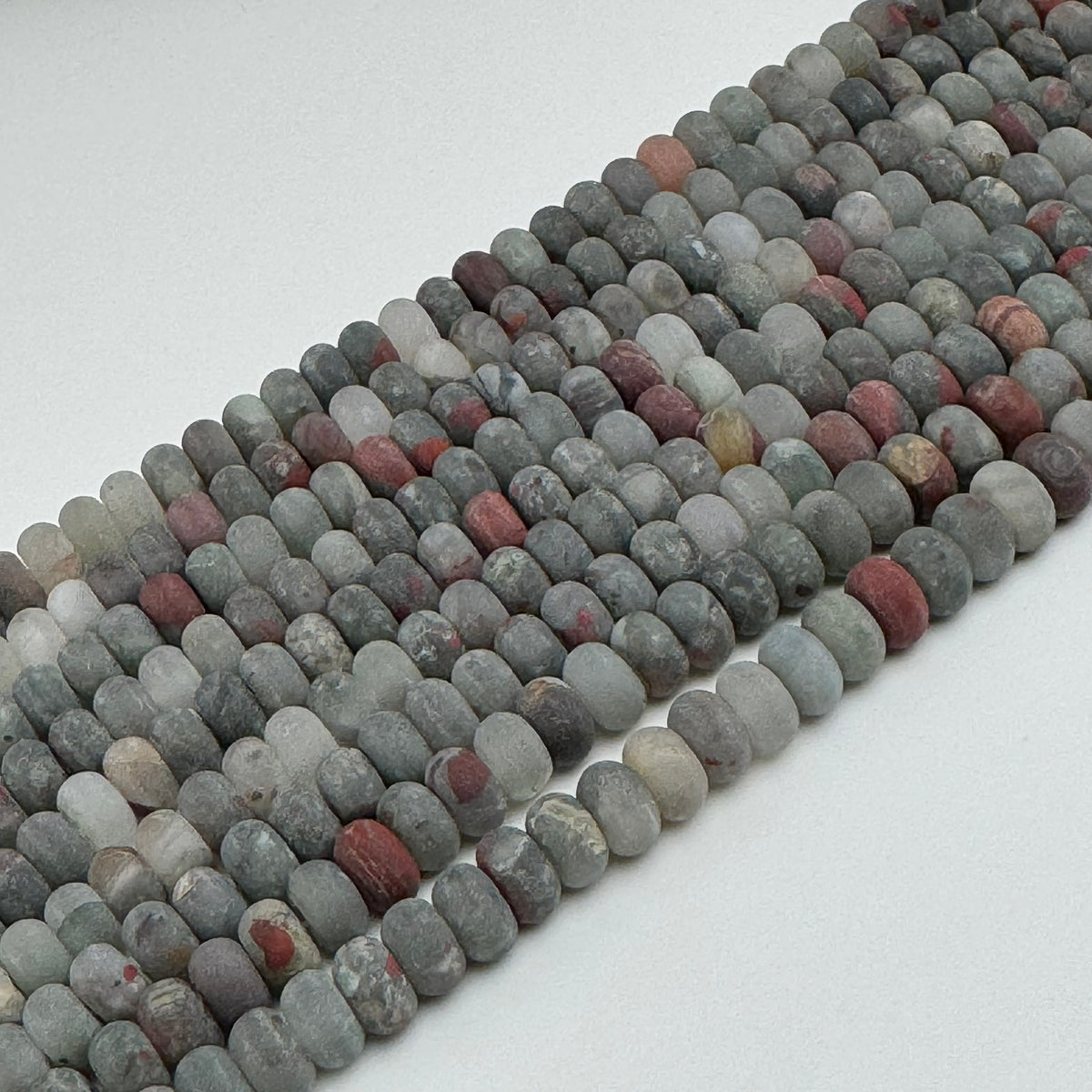 Frosted Rondelle African Bloodstone Beads - (A Quality)