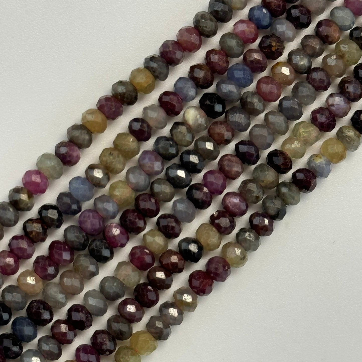 Faceted Rondelle Ruby Sapphire - Precious Stone Beads