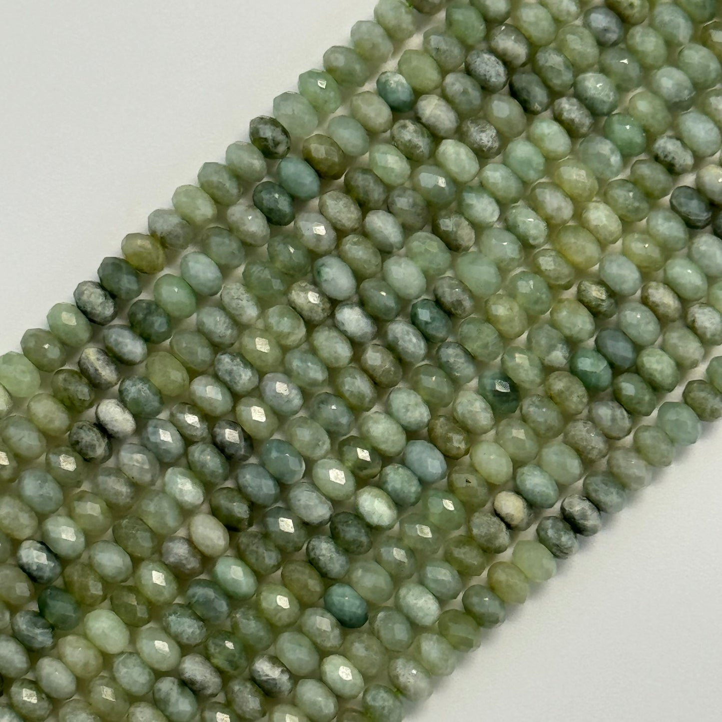 Faceted Burmese Jade Beads - Rondelle Beads