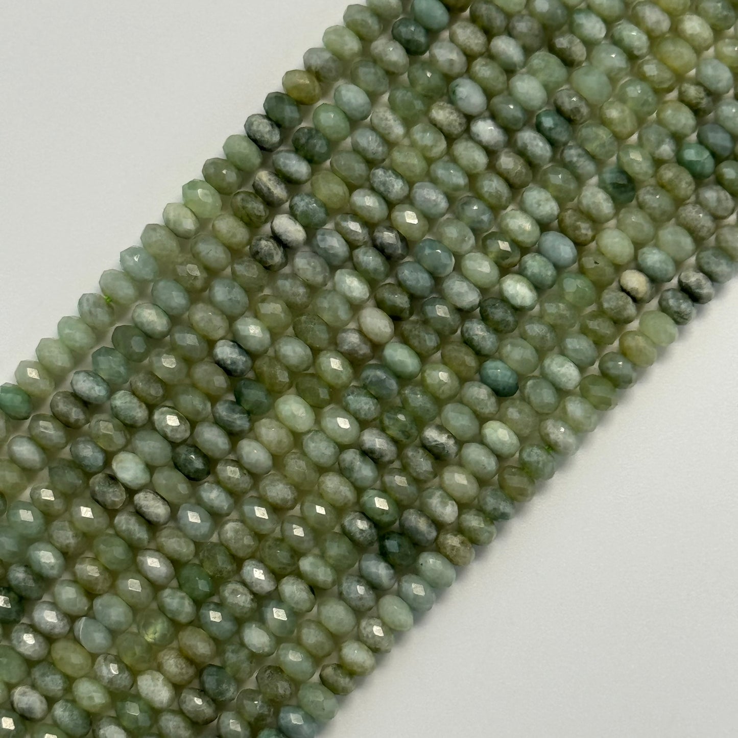 Faceted Burmese Jade Beads - Rondelle Beads