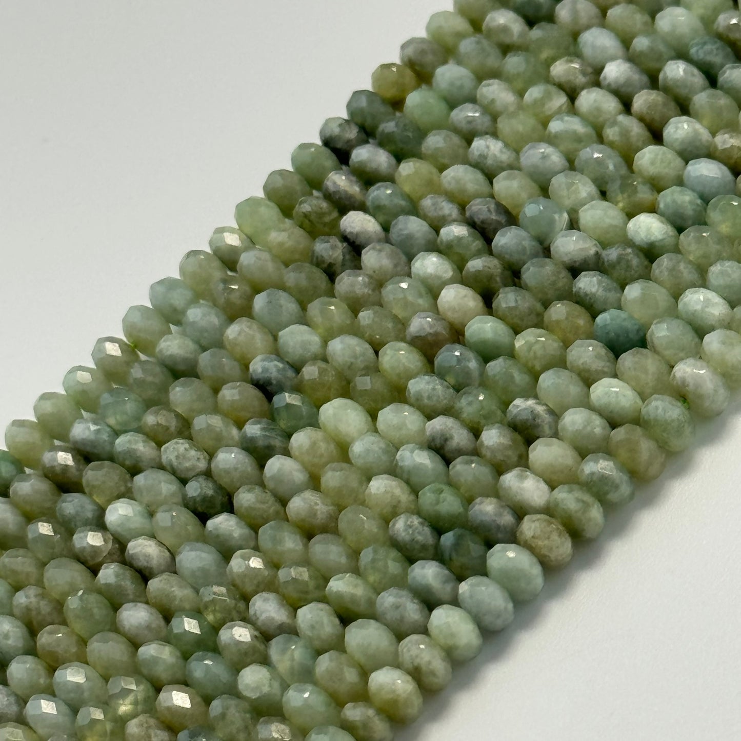 Faceted Burmese Jade Beads - Rondelle Beads