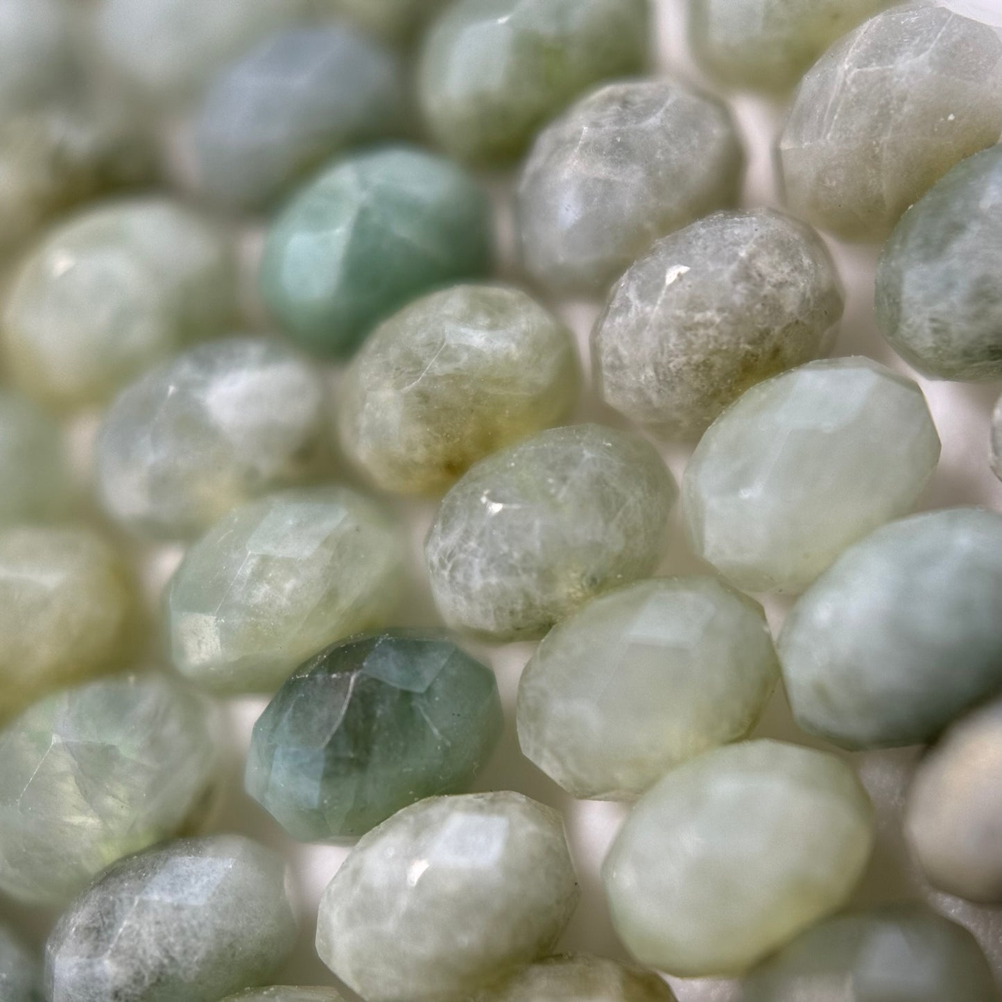 Faceted Burmese Jade Beads - Rondelle Beads