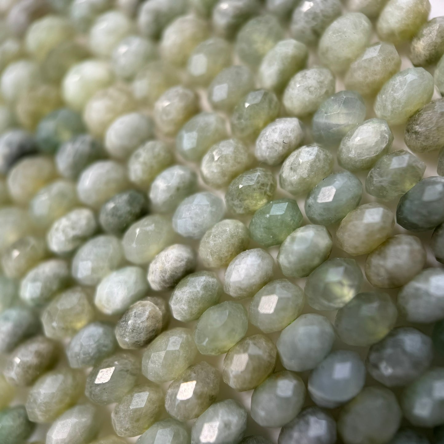 Faceted Burmese Jade Beads - Rondelle Beads