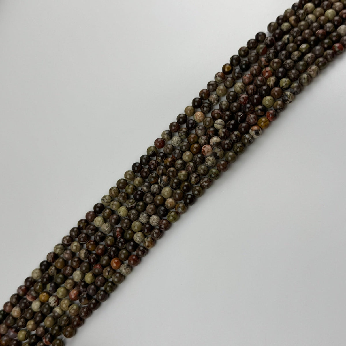 Jasper Brown Rainforest Polished Round Beads (AA Quality)