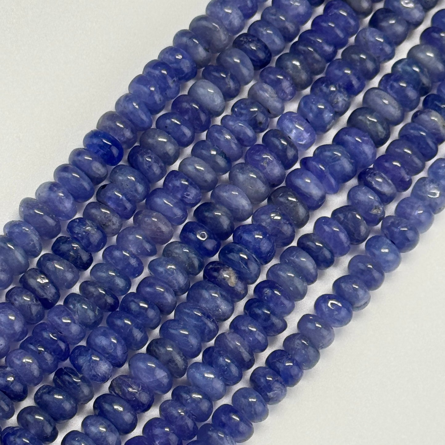 Polished Tanzanite Rondelle Beads – Premium Natural Gemstone