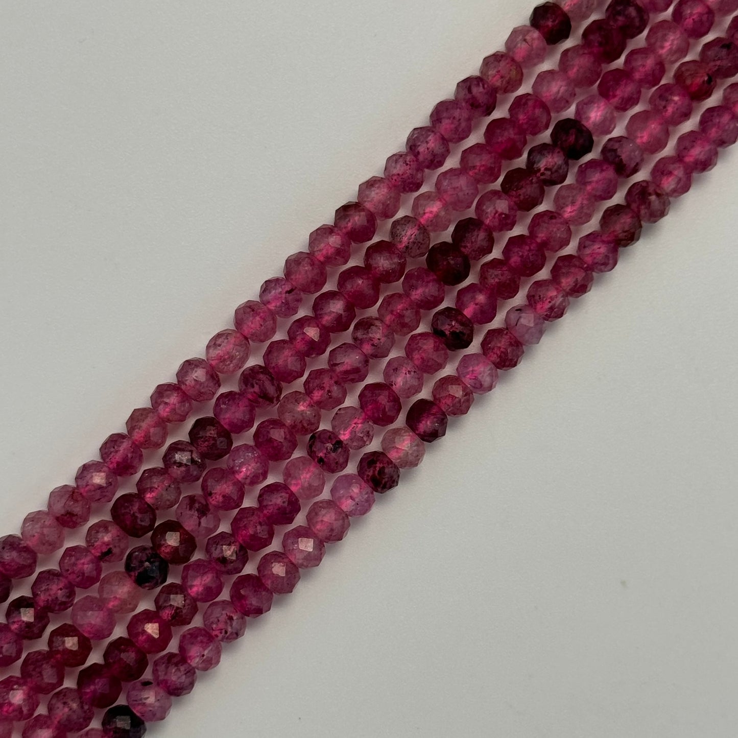 Raspberry Quartz Beads - Faceted Rondelle Beads