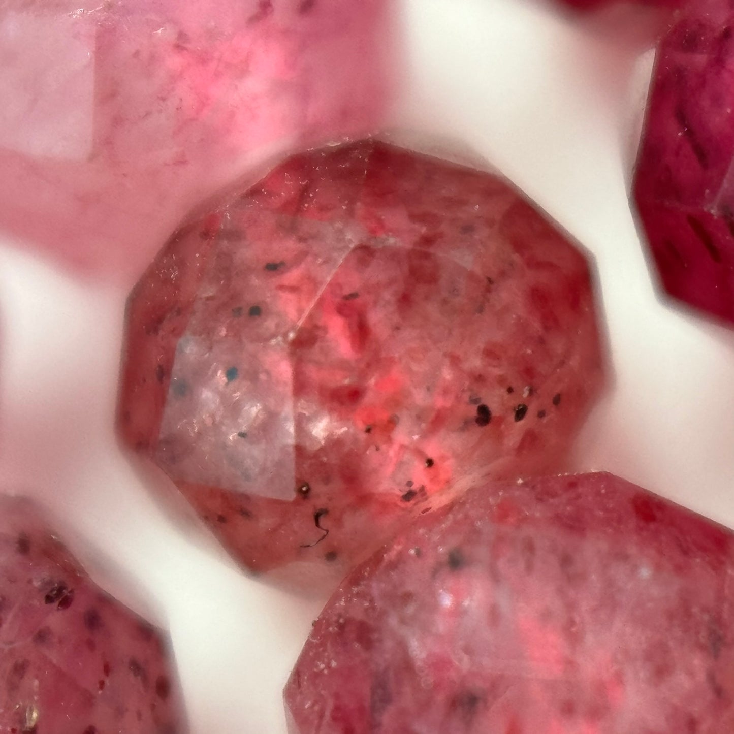 Raspberry Quartz Beads - Faceted Rondelle Beads