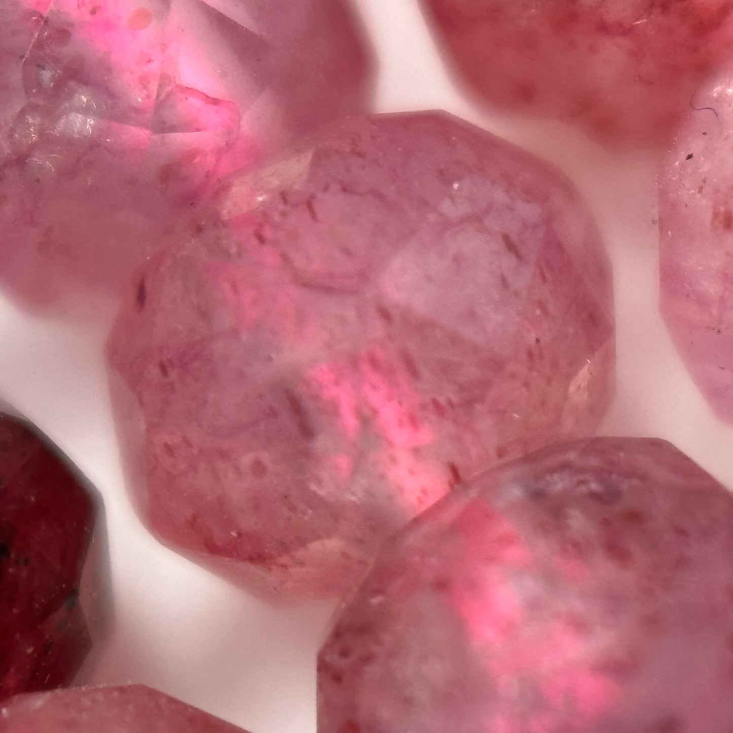 Raspberry Quartz Beads - Faceted Rondelle Beads