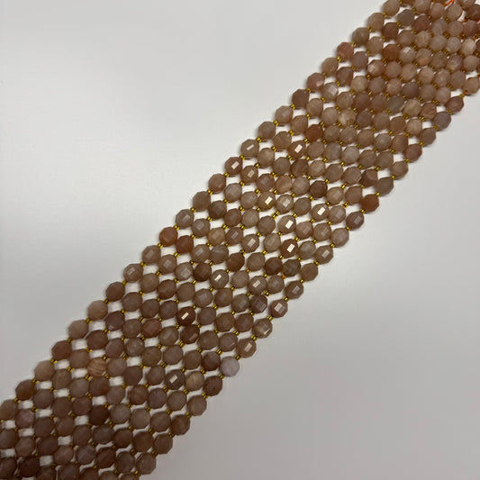 Sunstone & Moonstone Faceted Dodecahedron Beads - (AA Quality)