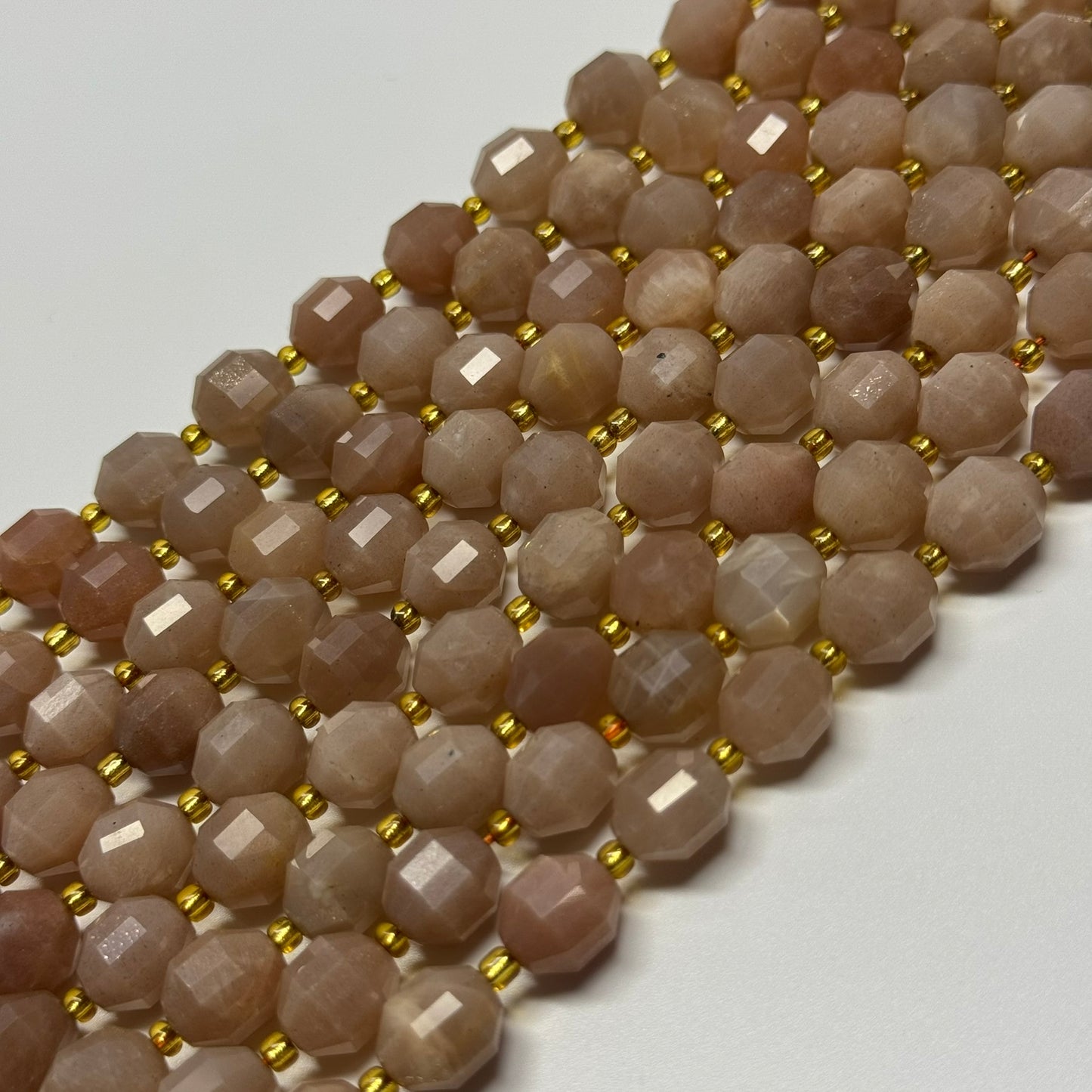 Sunstone & Moonstone Faceted Dodecahedron Beads - (AA Quality)