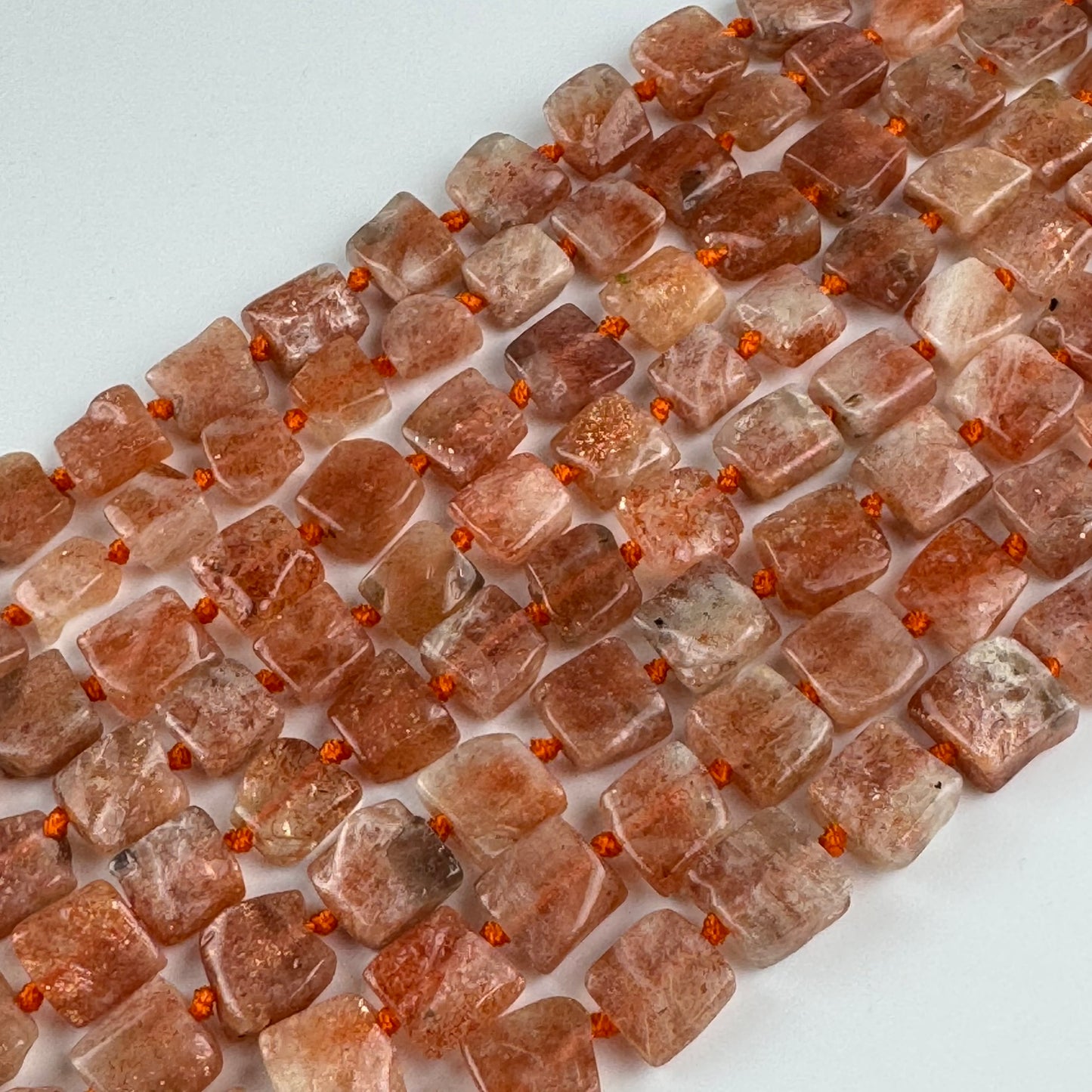 Sunstone Square Freeform Beads - (A Quality)