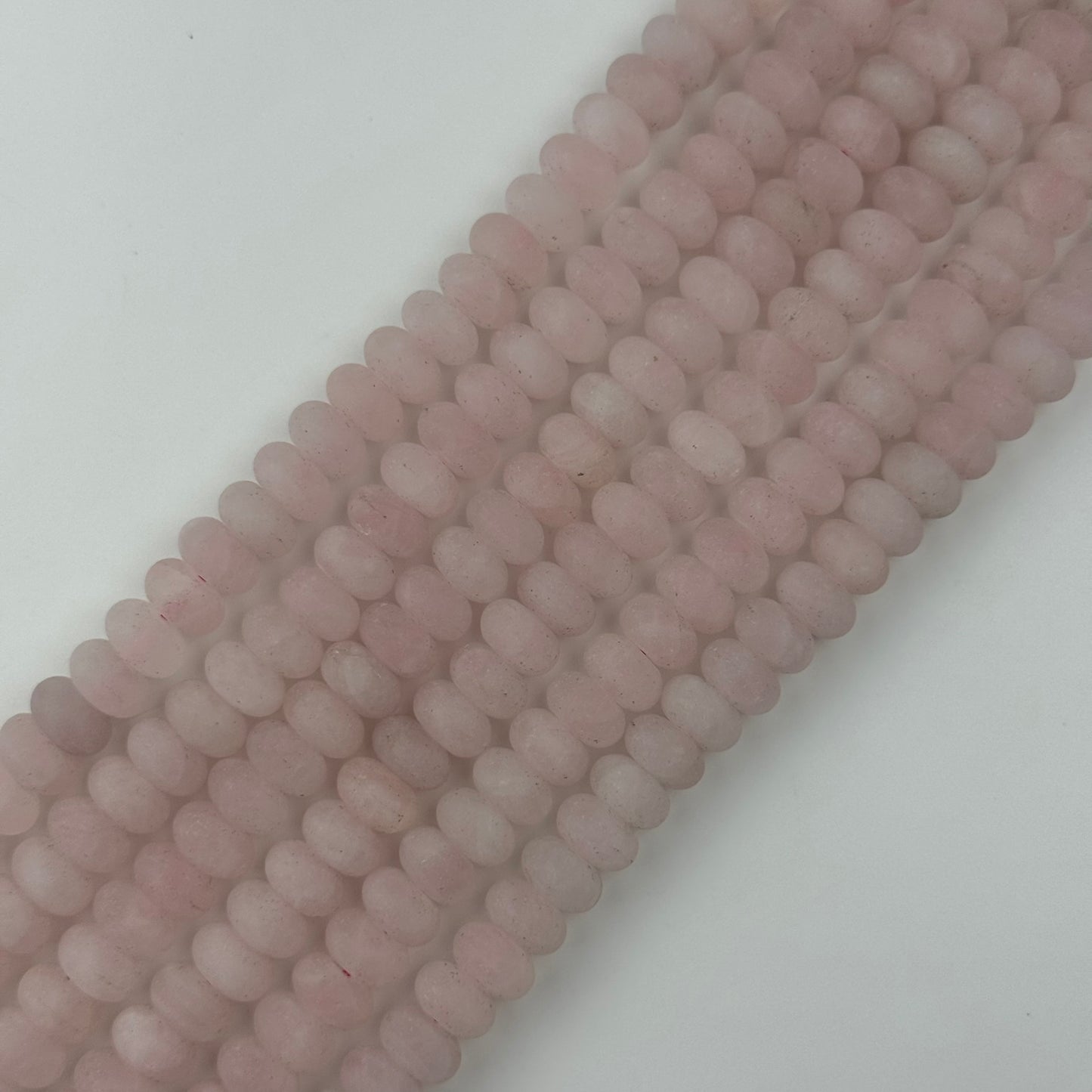 Rose Quartz Frosted Rondelle Beads