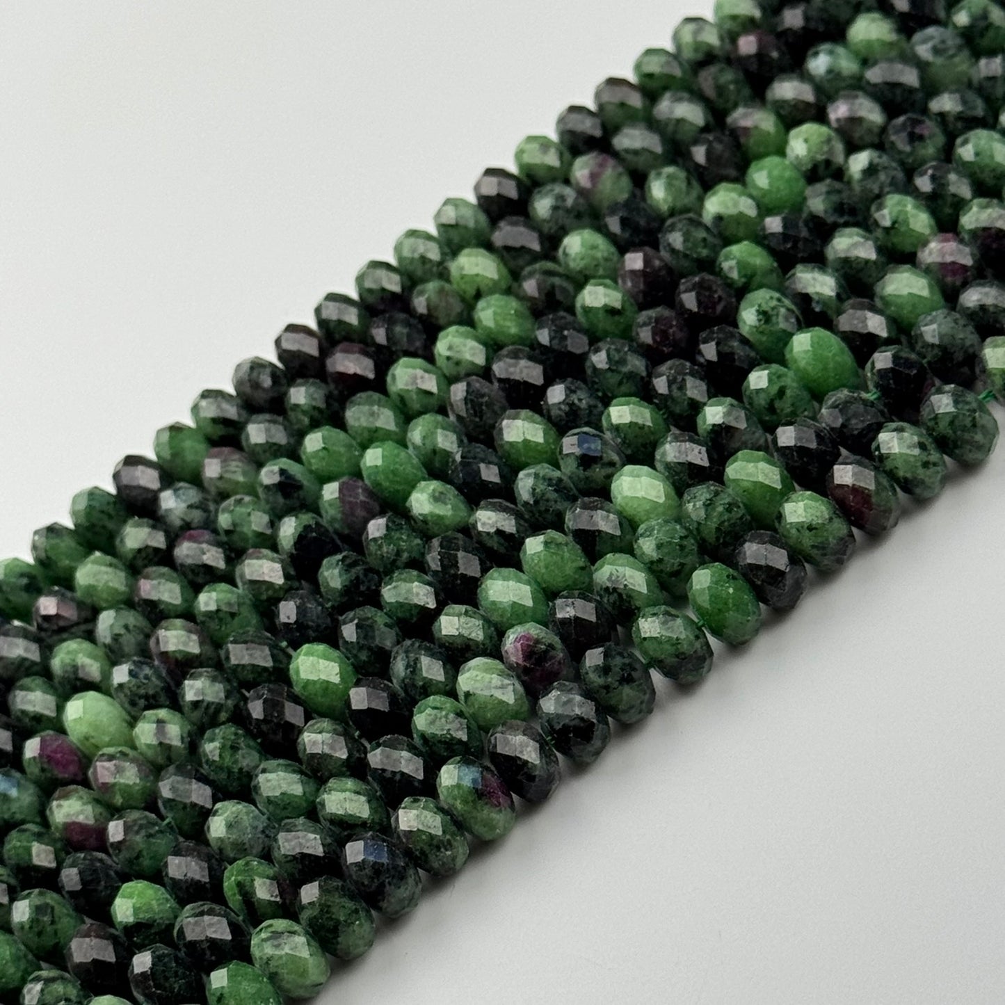 Ruby Zoisite Faceted Rondelle Gemstone Beads - (A Quality)