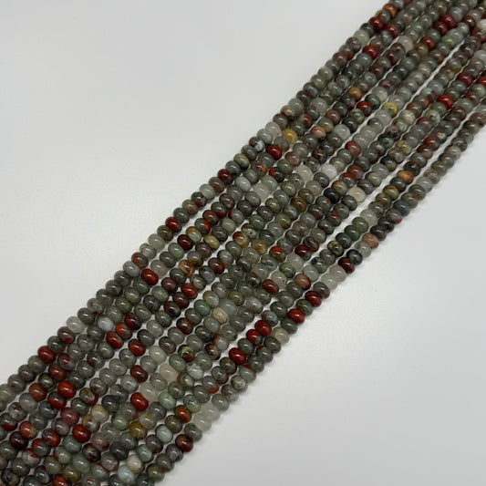 African Bloodstone Polished Rondelle Beads - (A Quality)