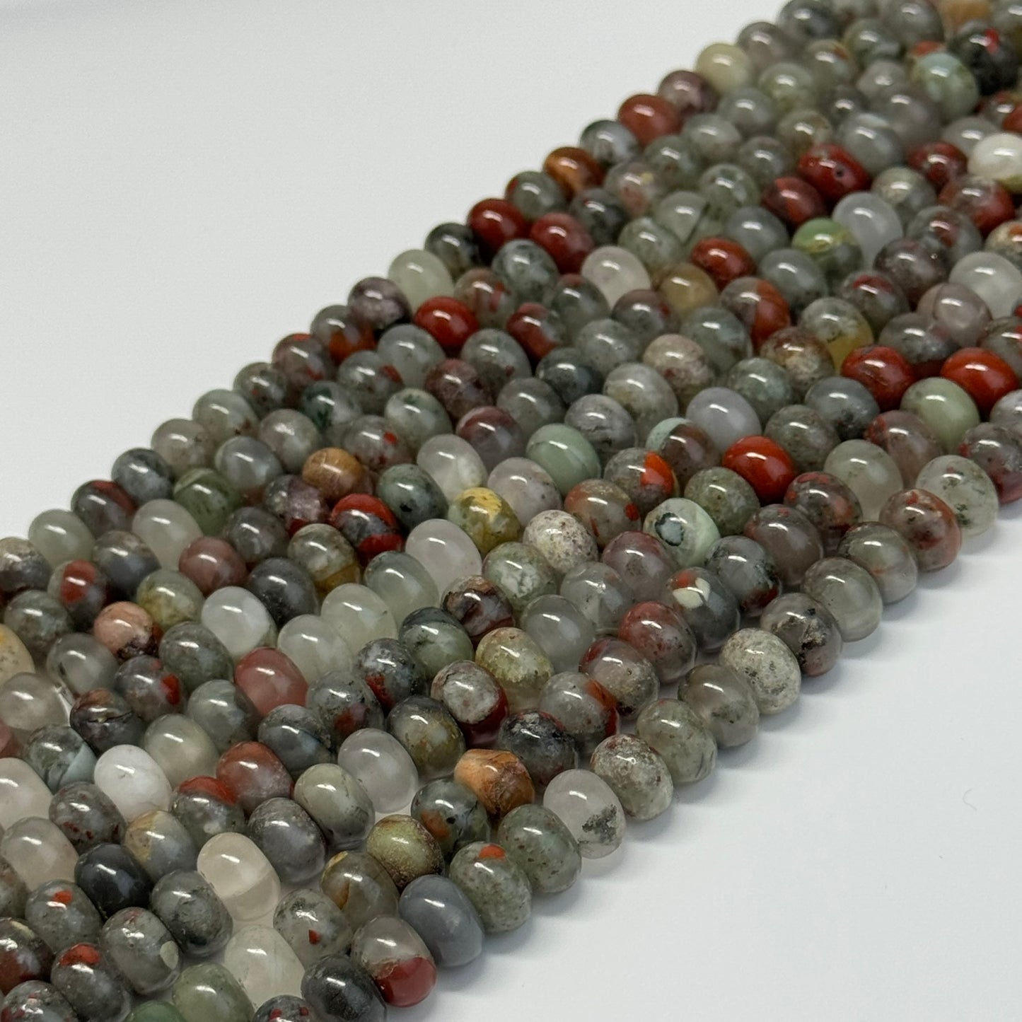 African Bloodstone Polished Rondelle Beads - (A Quality)