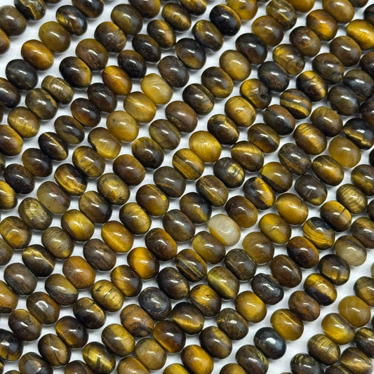 Tiger's Eye Polished Rondelle Beads - (A Quality)