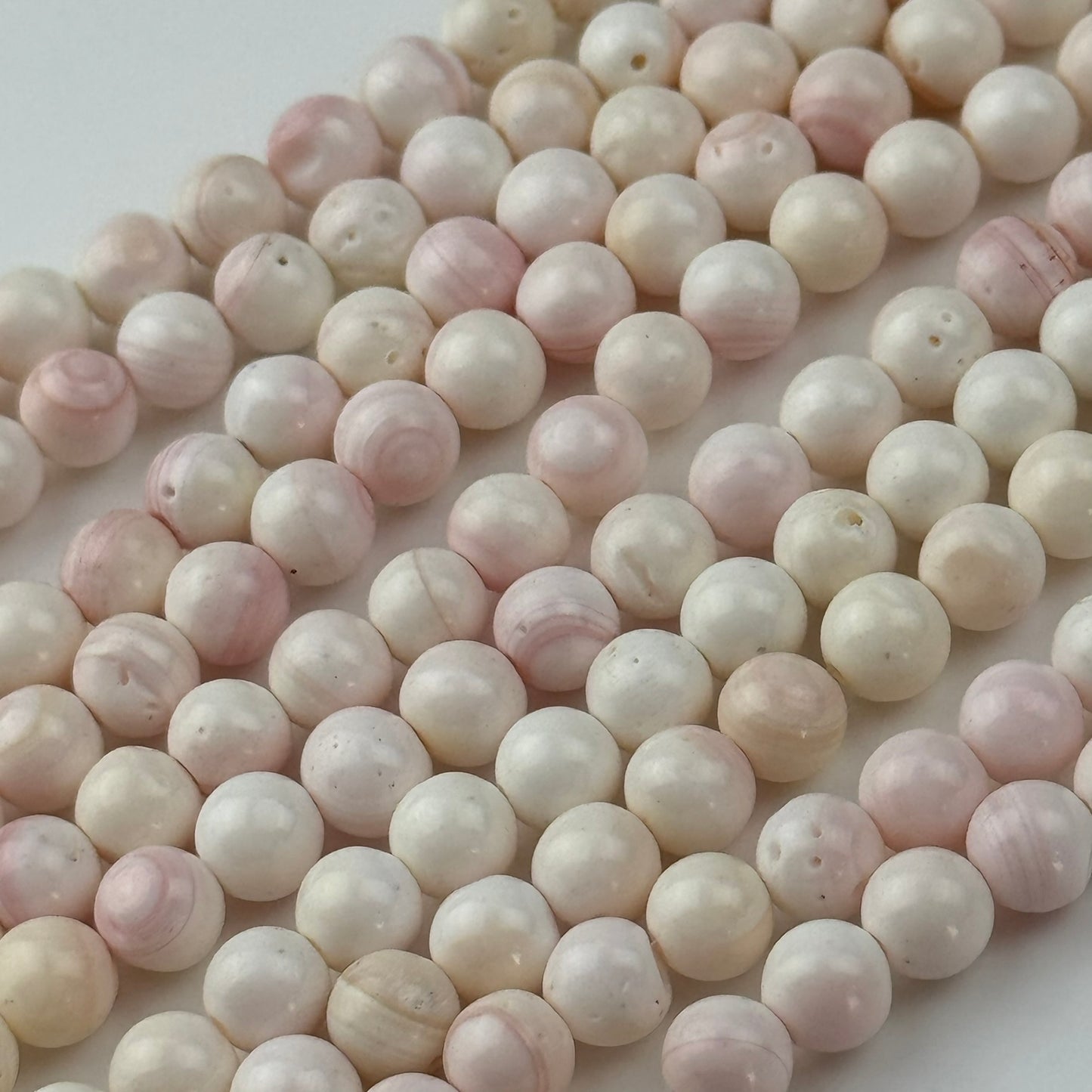 Soft Pink Shell Mother Of Pearl Polished Round Beads