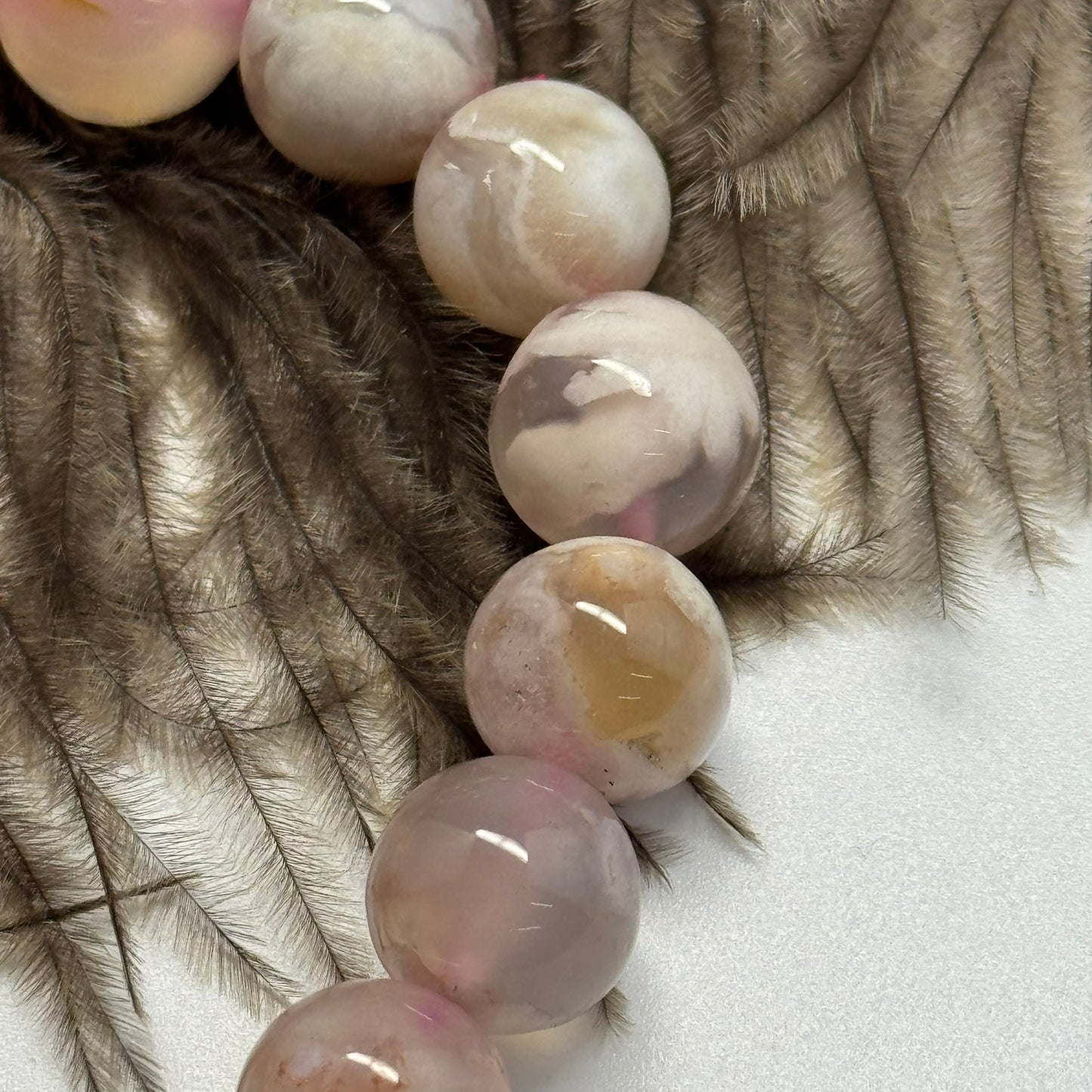 Sakura Agate Bracelet – Natural Pink & White Gemstone Jewelry - (AAA Quality)